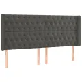 Tête de lit avec oreilles Gris foncé 203x16x118/128 cm Velours