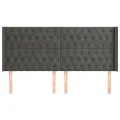 Tête de lit avec oreilles Gris foncé 203x16x118/128 cm Velours