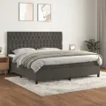 cadre de lit et matelas Gris foncé 200x200cm Velours