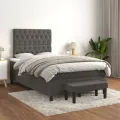 cadre de lit et matelas Gris foncé 120x200cm Velours