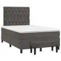 cadre de lit et matelas Gris foncé 120x200cm Velours