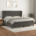 cadre de lit et matelas Gris foncé 200x200cm Velours