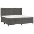cadre de lit et matelas Gris foncé 200x200cm Velours