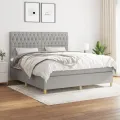 cadre de lit avec matelas Gris clair 180x200cm Tissu