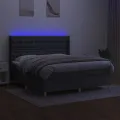 cadre de lit matelas LED Gris foncé 180x200 cm Tissu
