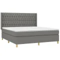 cadre de lit matelas LED Gris foncé 180x200 cm Tissu
