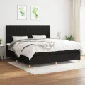 cadre de lit avec matelas Noir 200x200 cm Tissu