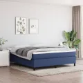 cadre de lit avec matelas Bleu 160x200 cm Tissu