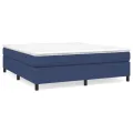 cadre de lit avec matelas Bleu 160x200 cm Tissu