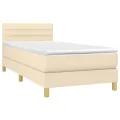 cadre de lit avec matelas LED Crème 80x200 cm Tissu