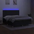 cadre de lit et matelas et LED Noir 160x200 cm Tissu