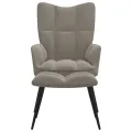 Chaise de relaxation avec repose-pied Gris clair Velours