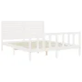 Cadre de lit avec tête de lit blanc 160x200 cm bois massif