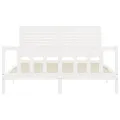 Cadre de lit avec tête de lit blanc 160x200 cm bois massif