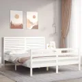 Cadre de lit avec tête de lit blanc 160x200 cm bois massif