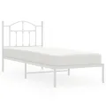Cadre de lit métal avec tête de lit blanc 90x190 cm