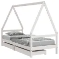 Cadre de lit enfant tiroirs blanc 90x200 cm bois de pin massif
