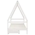 Cadre de lit enfant tiroirs blanc 90x200 cm bois de pin massif