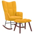 Chaise à bascule avec repose-pied Jaune moutarde Velours