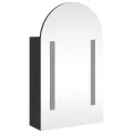 Armoire de bain à miroir avec LED arquée noir 42x13x70 cm