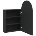Armoire de bain à miroir avec LED arquée noir 42x13x70 cm