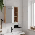 Armoire de salle de bain à miroir avec LED chêne 45x13x52 cm