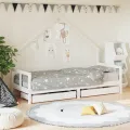 Cadre de lit enfant tiroirs blanc 80x200 cm bois de pin massif