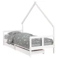 Cadre de lit enfant tiroirs blanc 80x200 cm bois de pin massif