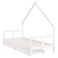 Cadre de lit enfant tiroirs blanc 80x200 cm bois de pin massif