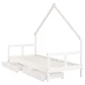 Cadre de lit enfant tiroirs blanc 80x200 cm bois de pin massif