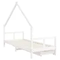 Cadre de lit enfant tiroirs blanc 80x200 cm bois de pin massif