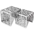 Table auxiliaire carrée 2 pièces Aluminium Argenté