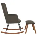 Chaise à bascule avec repose-pied Gris foncé Velours
