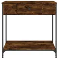 Table console chêne fumé 75x34,5x75 cm bois d'ingénierie