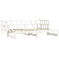 Lit de jour avec lit gigogne blanc 90x190 cm bois de pin massif