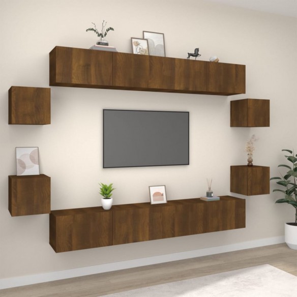 Ensemble de meubles TV 8 pcs Chêne marron Bois d'ingénierie