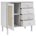 Buffet SENJA aspect rotin blanc 80x40x80 cm bois massif de pin