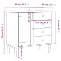 Buffet SENJA aspect rotin blanc 80x40x80 cm bois massif de pin