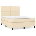 cadre de lit avec matelas Crème 140x190 cm Tissu