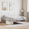 Cadre de lit métal avec tête de lit blanc 150x200 cm
