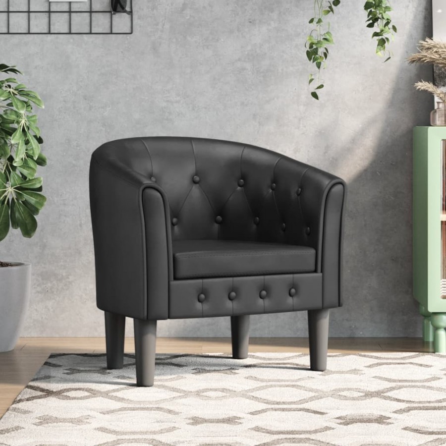 Fauteuil cabriolet noir similicuir