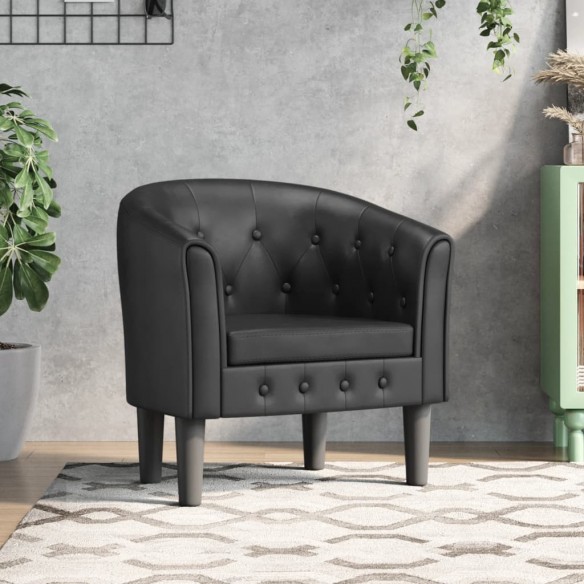 Fauteuil cabriolet noir similicuir