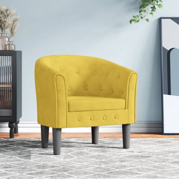 Fauteuil cabriolet jaune velours