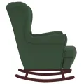 Fauteuil à bascule et pieds en bois d'hévéa Vert foncé Velours