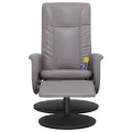 Fauteuil inclinable de massage avec repose-pied gris similicuir
