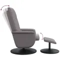 Fauteuil inclinable de massage avec repose-pied gris similicuir