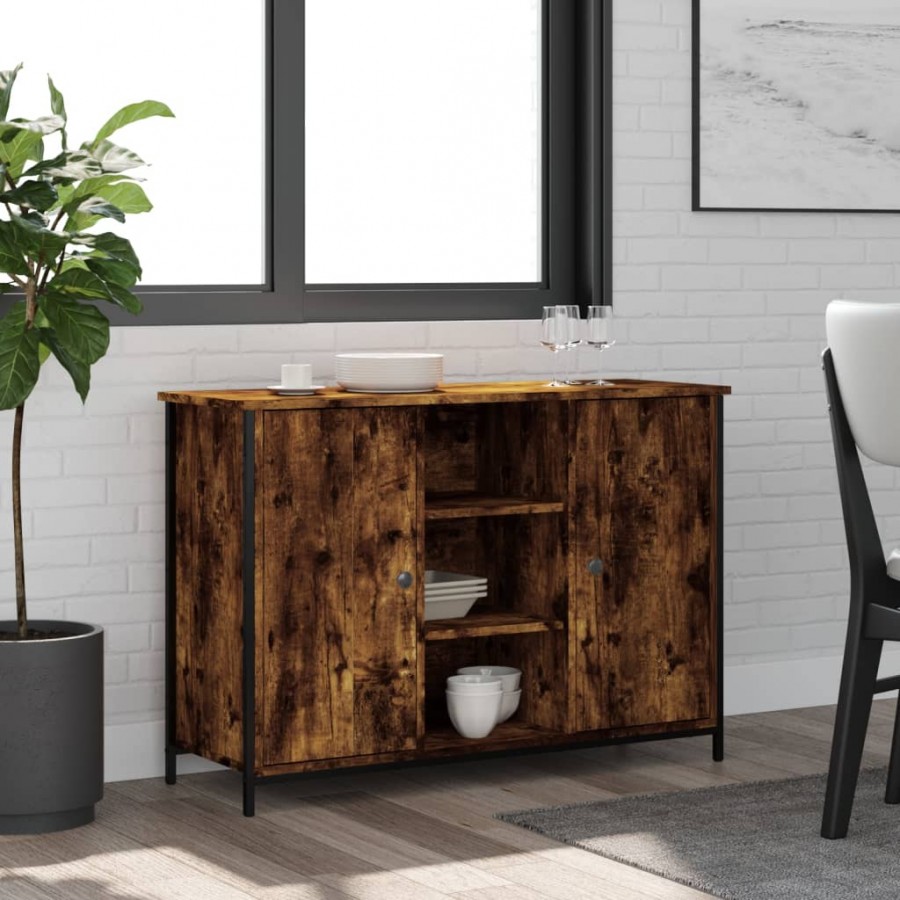 Buffet chêne fumé 100x35x70 cm bois d'ingénierie