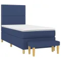 cadre de lit avec matelas Bleu 90x190 cm Tissu