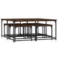Tables basses gigognes 5 pcs chêne fumé bois d'ingénierie