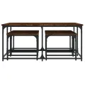 Tables basses gigognes 5 pcs chêne fumé bois d'ingénierie